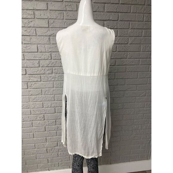 Danskin Sport Women White Crinkled Panel Tunic Top Shirt Size M - Picture 2 of 6